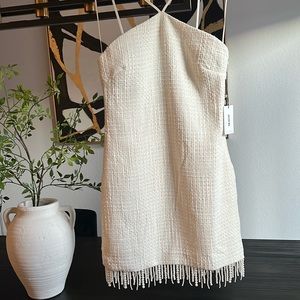 Jason Wu ivory tweed pearl fringe dress